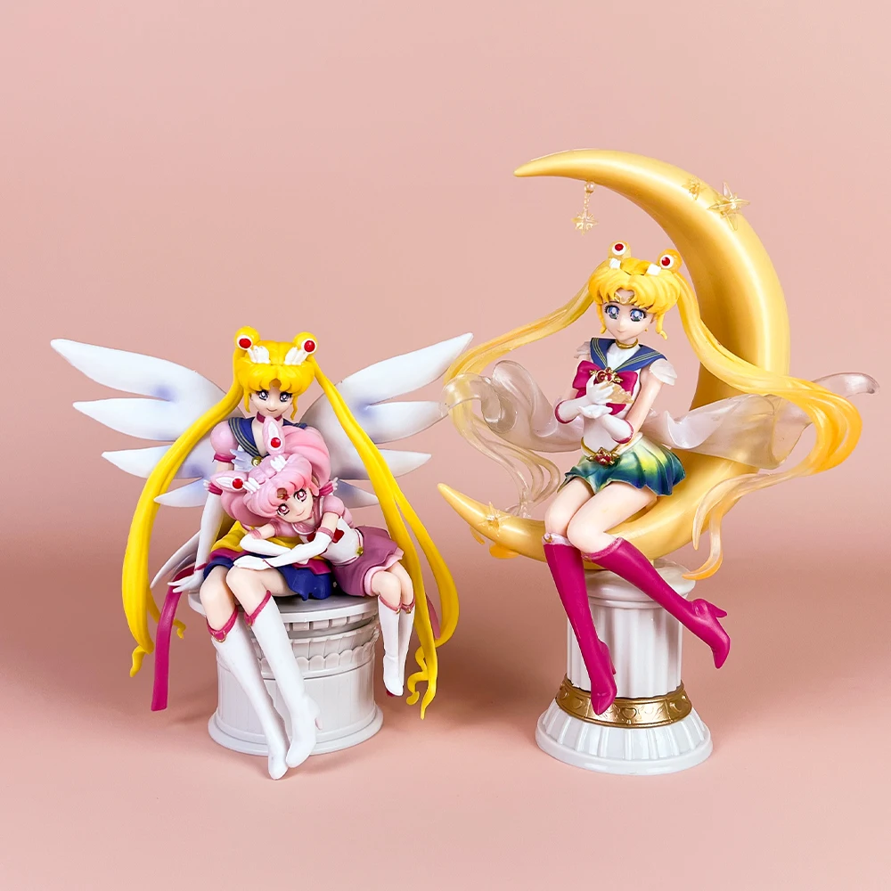 Bandai 22CM Anime Sailor Moon PVC Doll Girl Toy Cake Decoration Action Figures Model Car Ornament Children Birthday Gift Doll Co