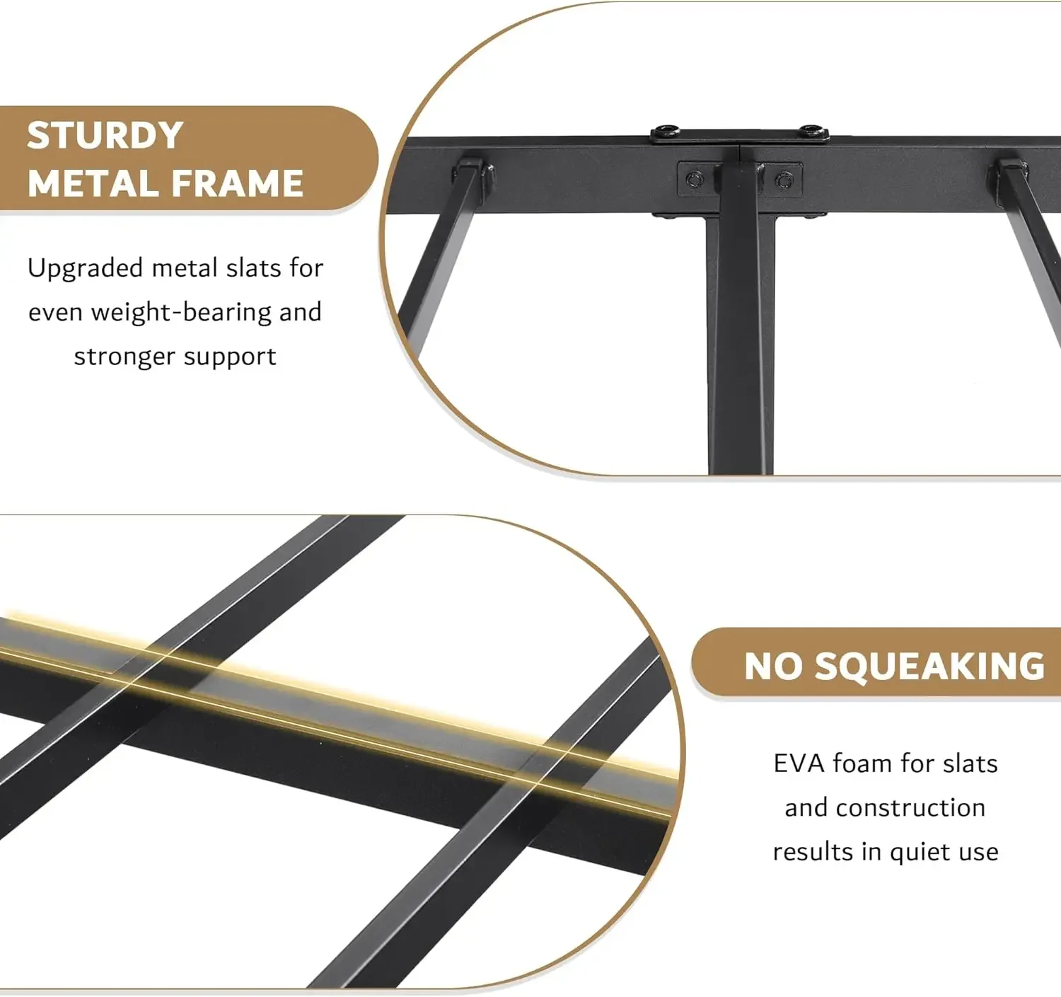 Quadro da cama do metal com botão, cabeceira adornada, plataforma resistente, metal mais grosso, apoio das slats