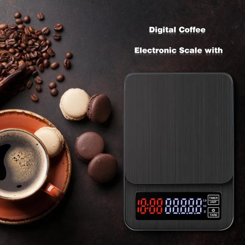 Scale 3kg/0.1g 5kg/0.1g 10kg/1g Electronic Kitchen Scale LCD Digital Drip Coffee Scale with Timer Weight Balance Household Scale