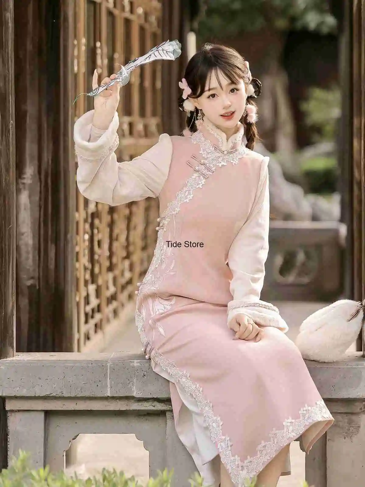 Suave elegante melhorado hanfu feminino cheongsam diário estilo chinês han elemento vestido de manga longa novo estilo chinês outono
