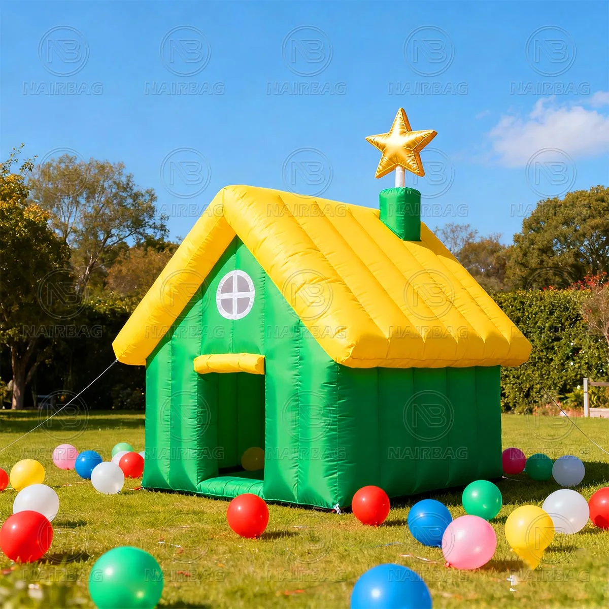 Novo design inflável santa grotto natal tenda inflável casa para decoração ao ar livre casa de gelo tenda de neve