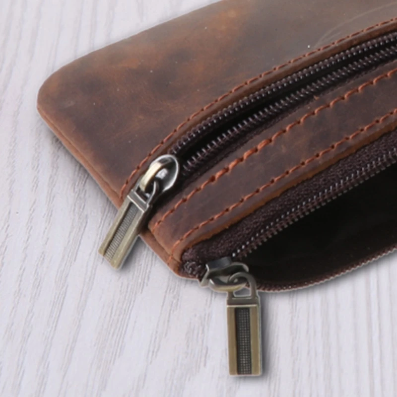 Cowhide Coin Purse Women Coin Purse Men Zipper Around Wallet Card Holder