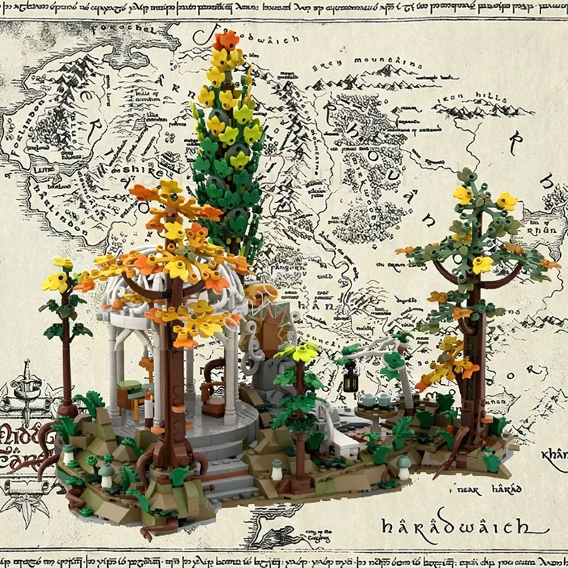 1446 PCS Fantasy Elven Forest Pavilion Building Blocks Scene Assembly Educational Nature Model Toy Gift For Adults Home Holiday