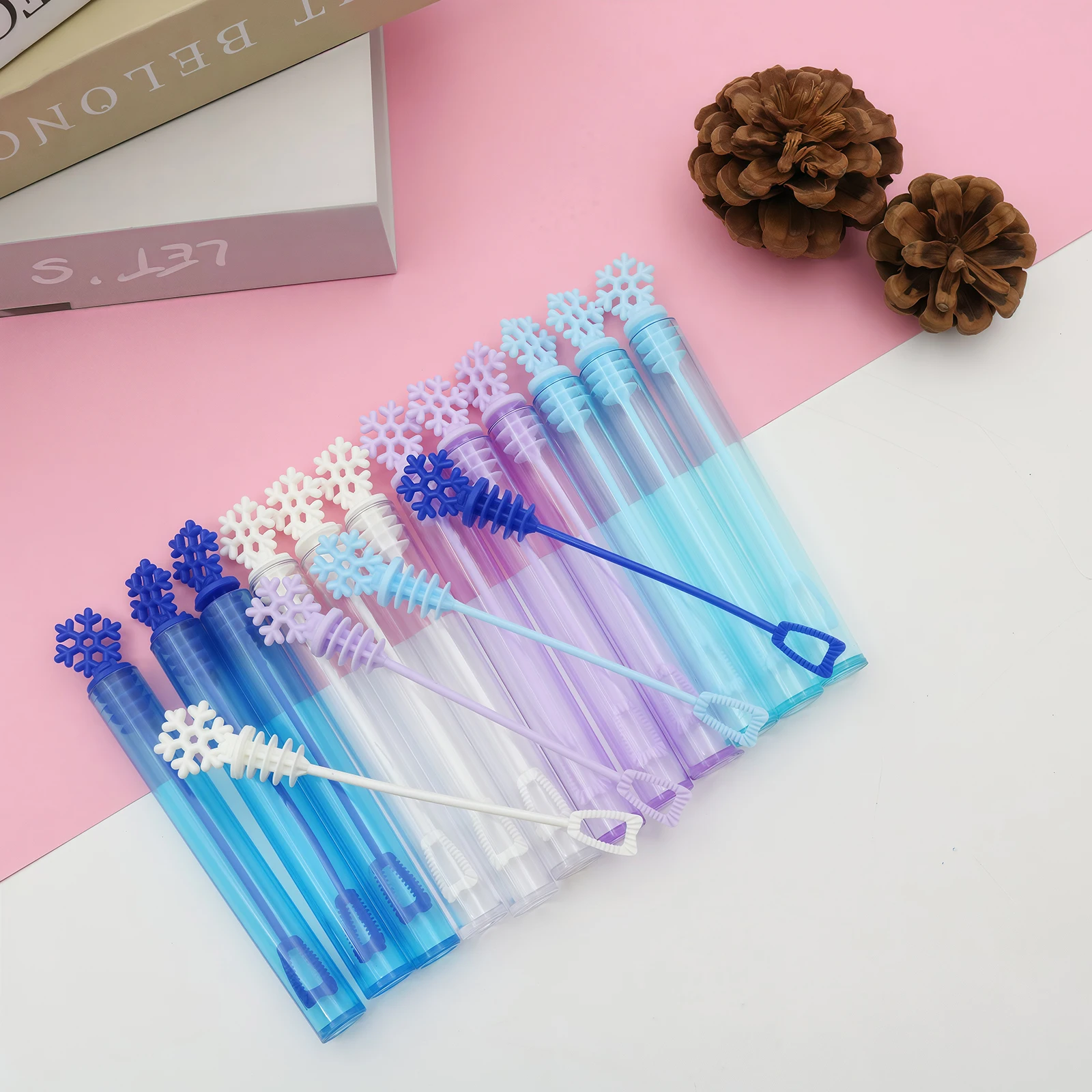 20/40 Uds. 4 colores copo de nieve Mini varitas de burbujas surtido regalos de fiesta juguetes regalos de verano al aire libre para niñas niños (sin burbujas)