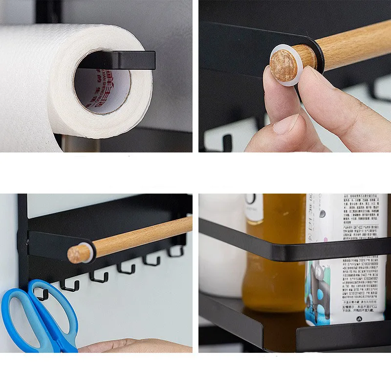 Magneet Koelkast Plank Papieren Handdoek Rolhouder Magnetische Opbergrek Spice Hang Rack Decoratieve Metalen Plank Keuken Organizer