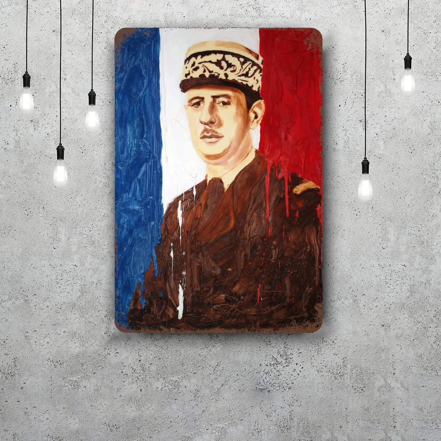 Charles de Gaulle Vintage étain signe décor à la maison décoration murale Art Mural chambre décorati
