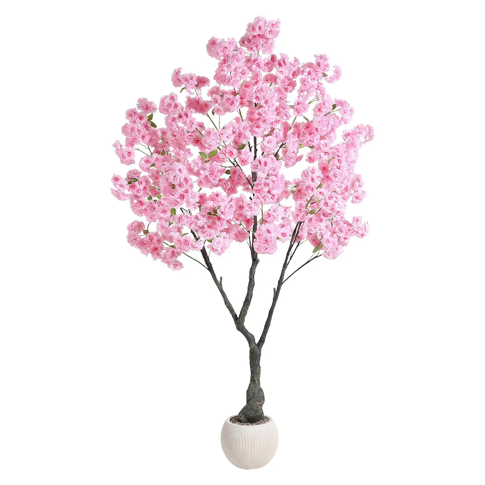 

Artificial Cherry Blossom Tree, Fake Tree with Realistic Trunk & Full Bloom Pink Silk Flowers in Plastic Nursery Pot, Faux Plant