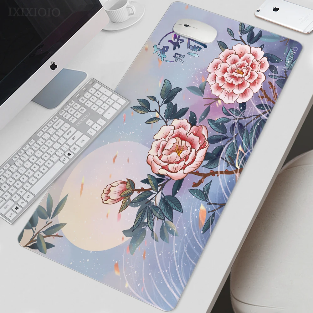 Mouse Pad Gamer Flower XL HD Custom Large Mousepad XXL Mechanical Keyboard Pad Carpet Natural Rubber Mouse Mats