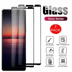 2Pcs Tempered Glass For Sony Xperia 1 5 10 II III IV Black Edge Screen Protector For Sony Xperia  2 1 5 10 Lite I II V Glass