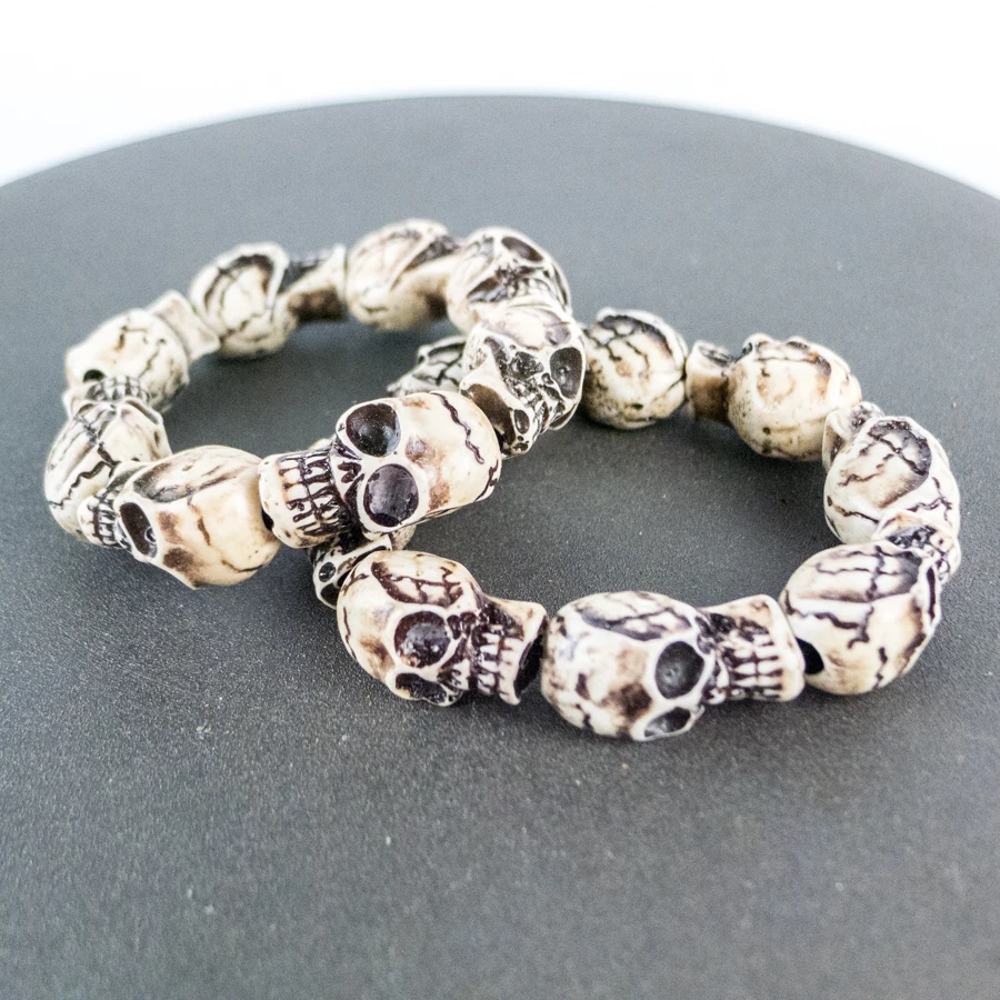 Skull Carving Men\'s Bracelet limitation Yak Bone Material Bone Art Vintage Bracelets For Man #GZ403