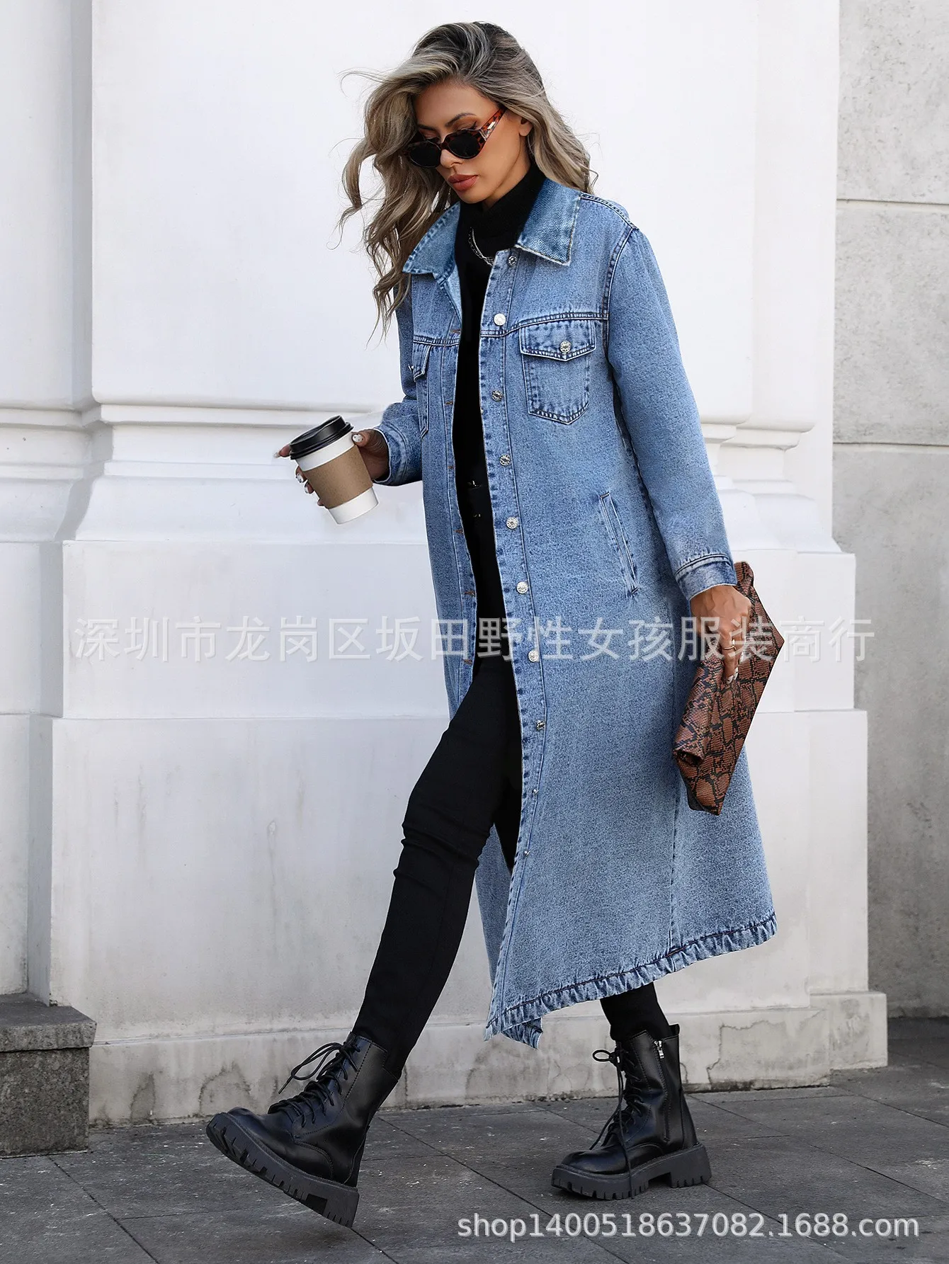 

Autumn Winter Women's Clothing Loose Fit Long Sleeve Denim Jacket For Casual Comfortable Outerwear Classic Flap Pocket Style