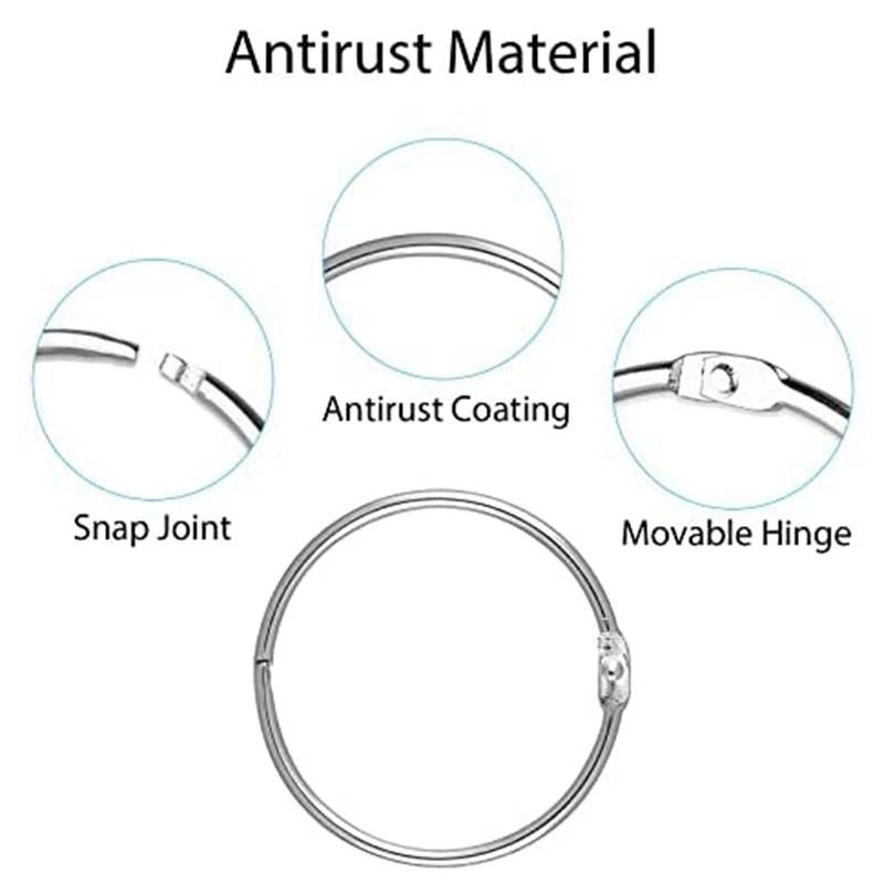 30 Pieces Of Shower Curtain Ring 5Cm Inner Diameter Circle Shower Curtain Hanging Ring Stainless Steel Metal Hook