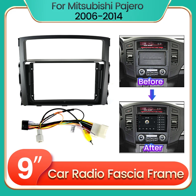 Navifly 9 Inch Car Frame Fascia Adapter For Mitsubishi Pajero 4 V80 V90 V93 V97 2006 - 2016 Android Radio Dash Fitting Panel Kit