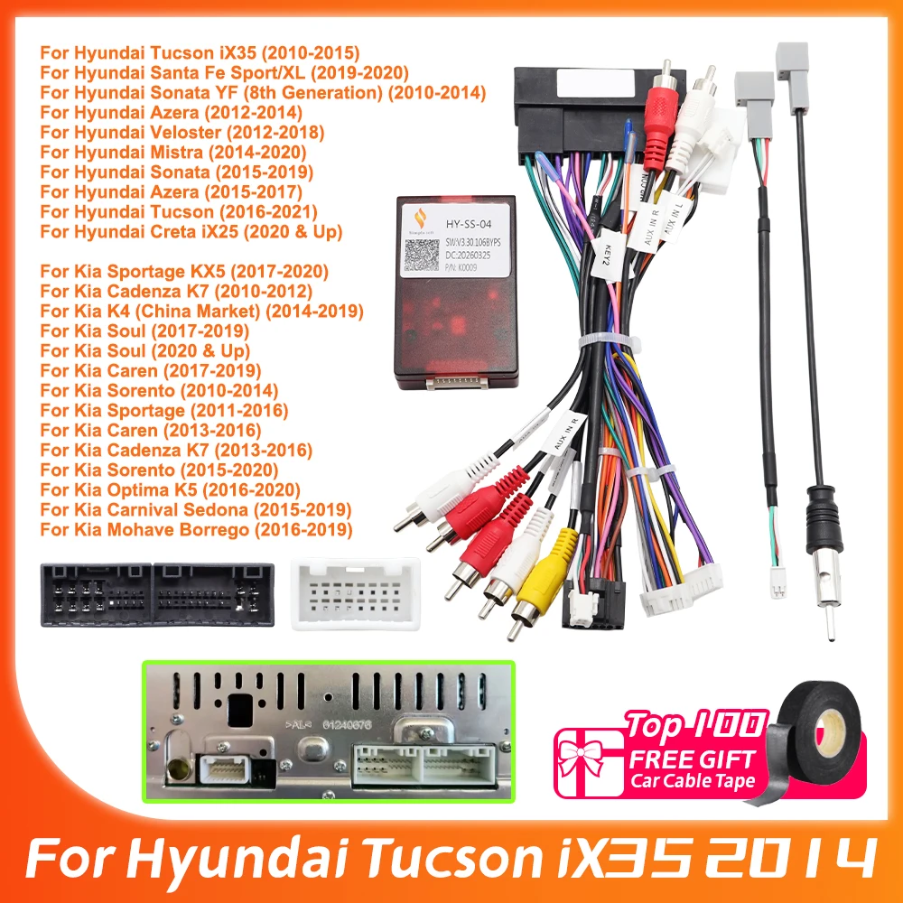 Conector de Radio Android para Auto de 16 Pines para Hyundai Tucson IX35 2014 HY-SS-04, Caja Decodificadora Canbus para Kia Sportage KX5 2017-2020