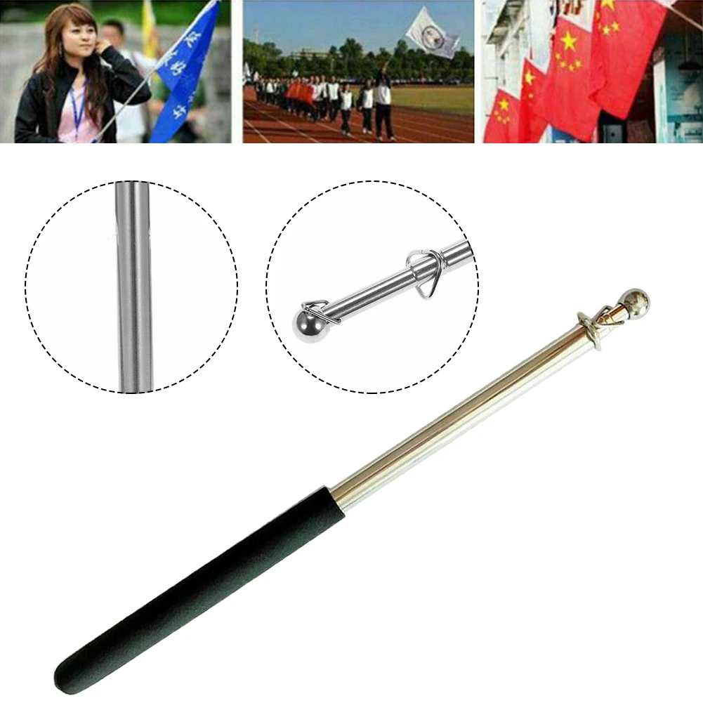 Asta de bandera telescópica de carpa de acero inoxidable de 1,6 M para bandera, poste guía plegable, cuerda de viento, puntero de poste extensible