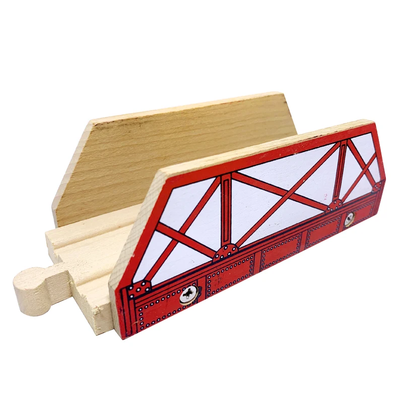 Wood Train Track Accessories Bridge Track Toys Compatible With Train Wooden Tracks Kids Train Scene Boys Toy Gift