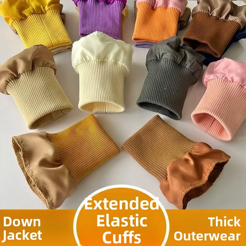 

Thiened Cotton down Jaet Windproof Elastic Cuff Children's Warmth Auxiliary Material Long Sve Zipper Closure Cotton Fa...