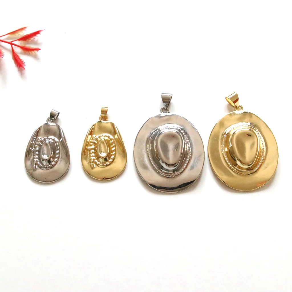 

HOT 4pcs/lot Cowboy Hat Charms for Women 18K Gold Plated Jewelry DIY Earrings Necklace Making Accessories Wholesale