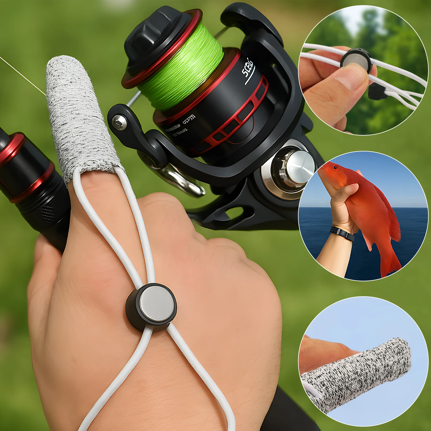 2/1 Stück Angelhandschuh für einen Finger, schnittfester Fingerschutz mit elastischem Band, Zeigefingerschutz, Angelzubehör für den Außenbereich – Detail 2