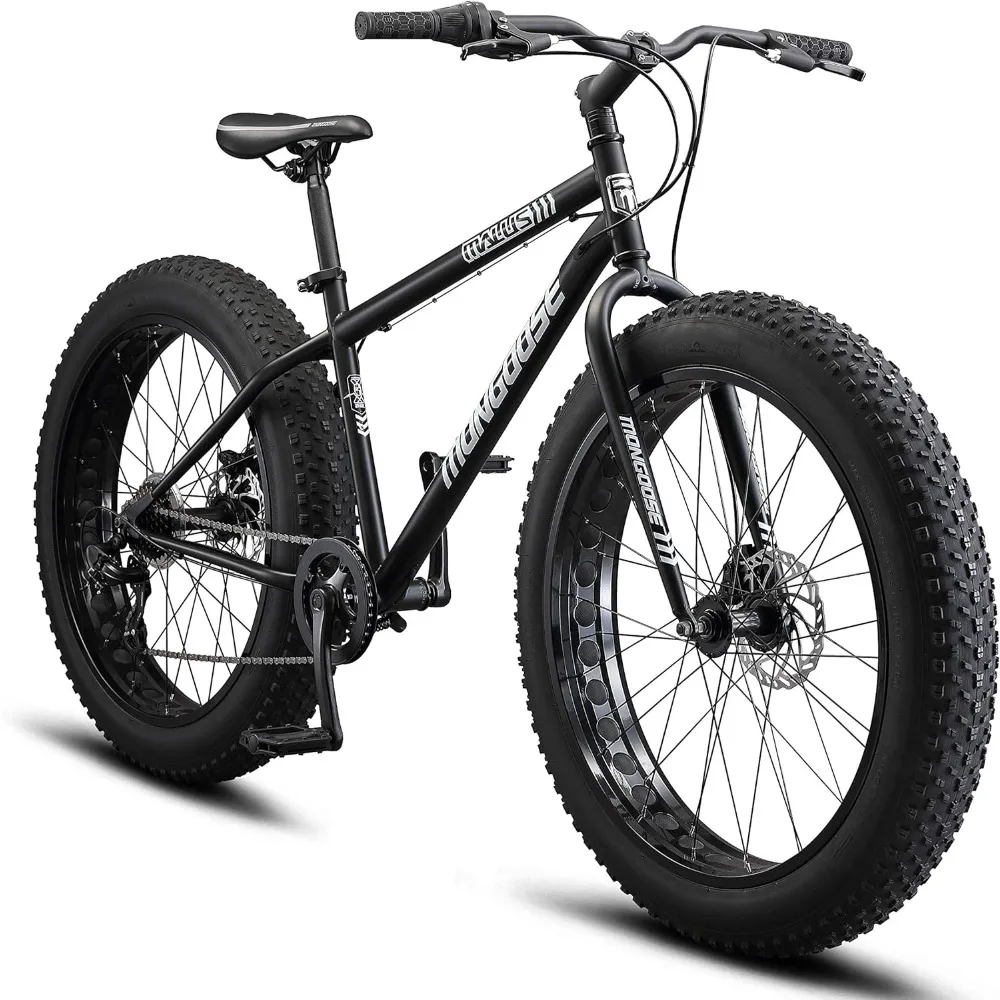 

Women Fat Tire Mountain Bike, 26-Inch Bicycle Wheels, 4-Inch Wide Knobby Tires, Steel Frame, 7 Speed D