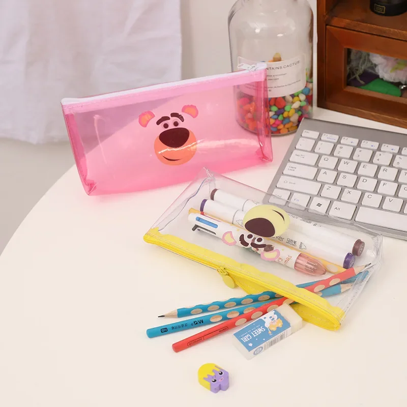 Sanrio Cartoon Pencil Bag Cinnamoroll Creative Snack Transparent Pencil Bag Student Cute Storage Zipper Bags School Supplies