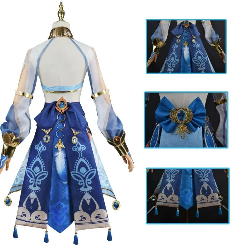 جينشين إمباكت نيلو كوسبلاي أنيمي لعبة كرنفال المرأة زي حفلة الهالوين الزي الرسمي فستان أزرق راقصة المنطقة الغربية