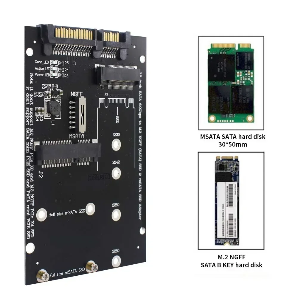 

M2 NGFF Msata SSD To SATA 3.0 2.5 Inch Adapter M2 PCI SSD Converter Riser Card For PC Laptop Add On Card Up To 6Gps