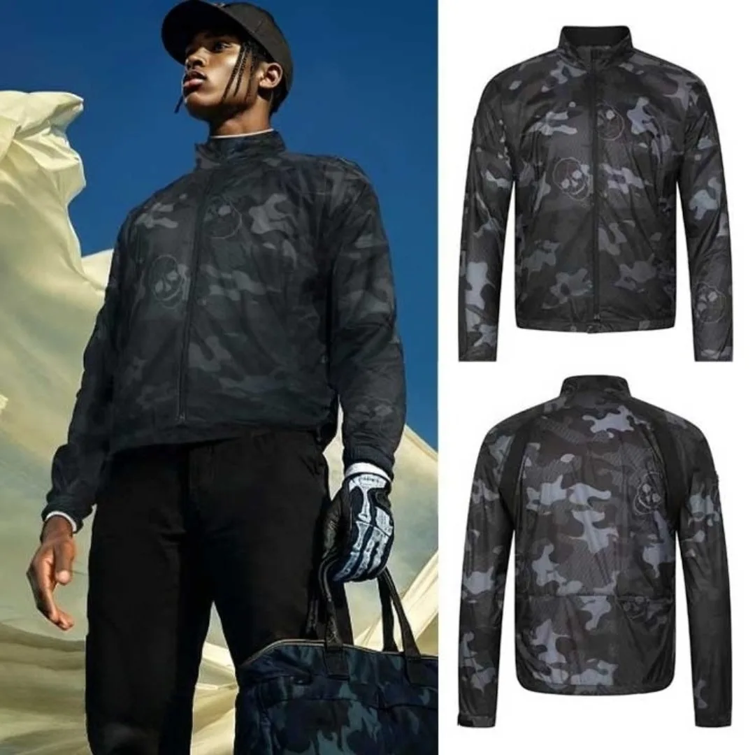 Men's Golf Jacket 2026 Fall New Korean Style Long Sleeve Custom Camo Print Skull High-End Outdoor Sporty Breathable Lightweight