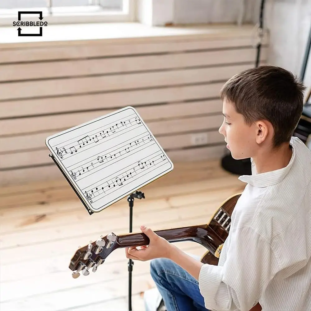 Double-Sided 9x12 White Lap Boards with Music Staff for Kids, Students, and Musicians, Includes Erasers