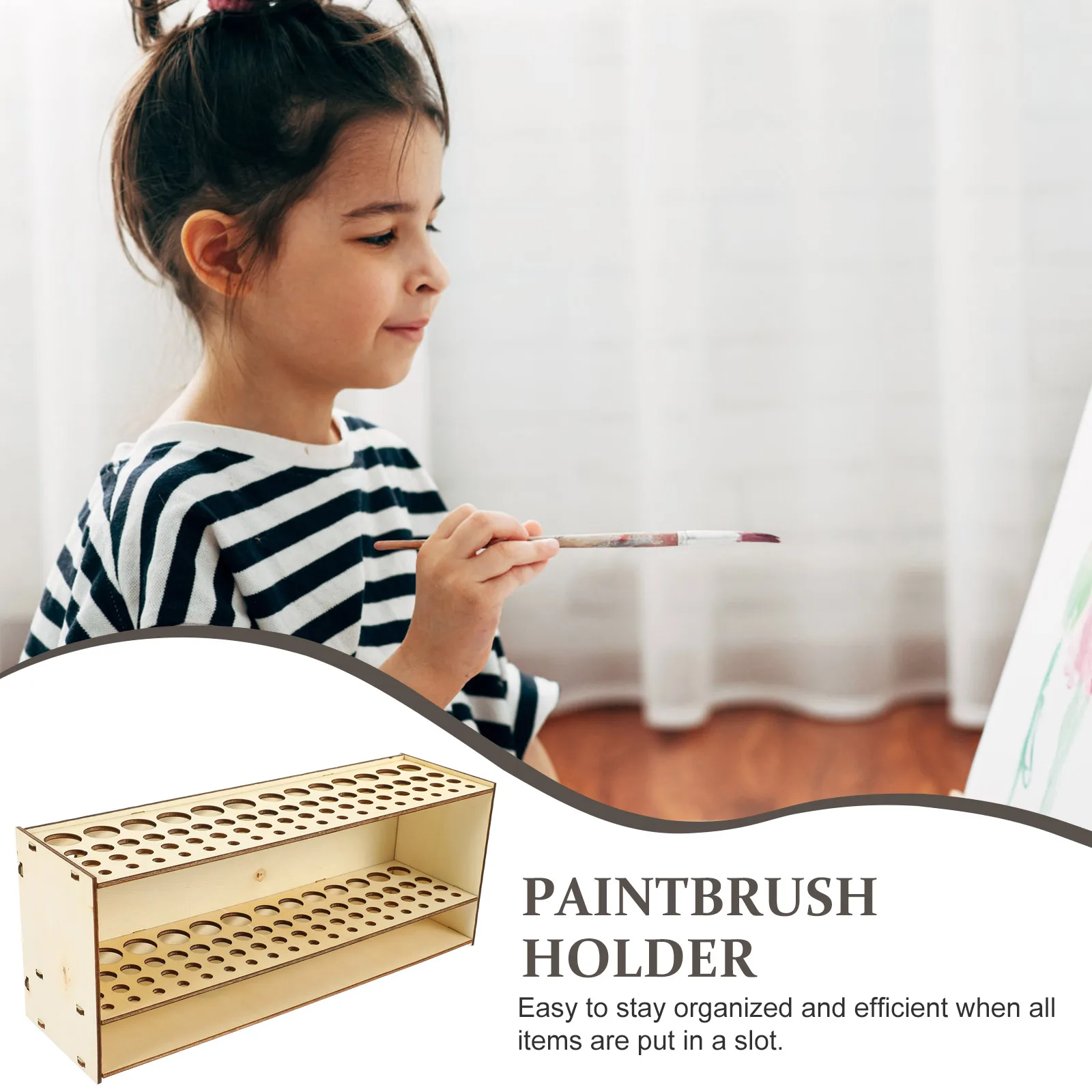 

Paint Brush Holder Painting for House Storage Container Rack Tool Organizer Wood Student