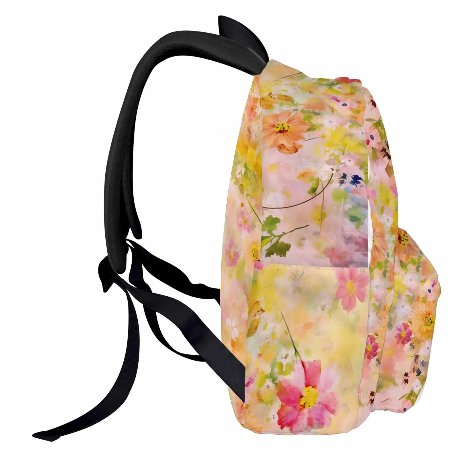 Pintura a óleo de flores mochila abstrata, mochilas escolares para adolescentes, bolsa de viagem casual feminina, bolsa para laptop para estudantes, primavera