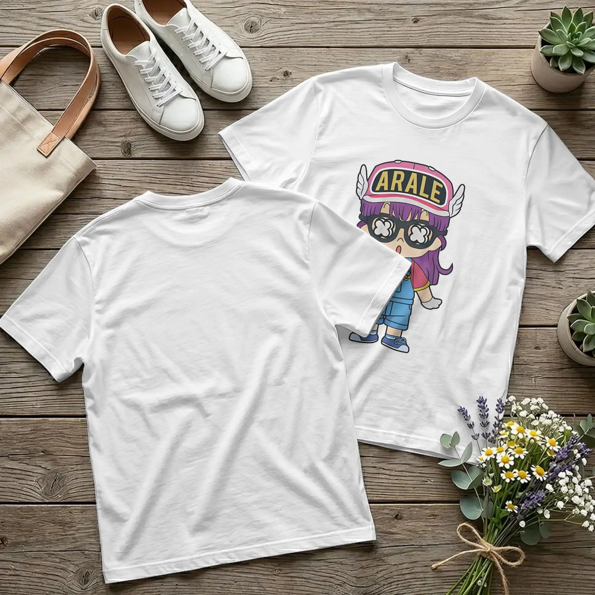 T-Shirt Adorable Kawaii Arale Funny Fitted Hipster Cotton Tees Short Sleeve Dr. Slump T Shirts Round Collar Clothes Plus Size