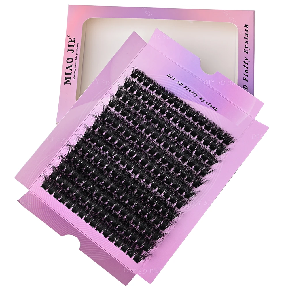 MIAOJIE 240Ps DIY 5D Fluffy Lash Clusters 100D Thick Eyelash Clusters CC Curl Wispy Individual Lashes 10-20mm Cluster Eyelash