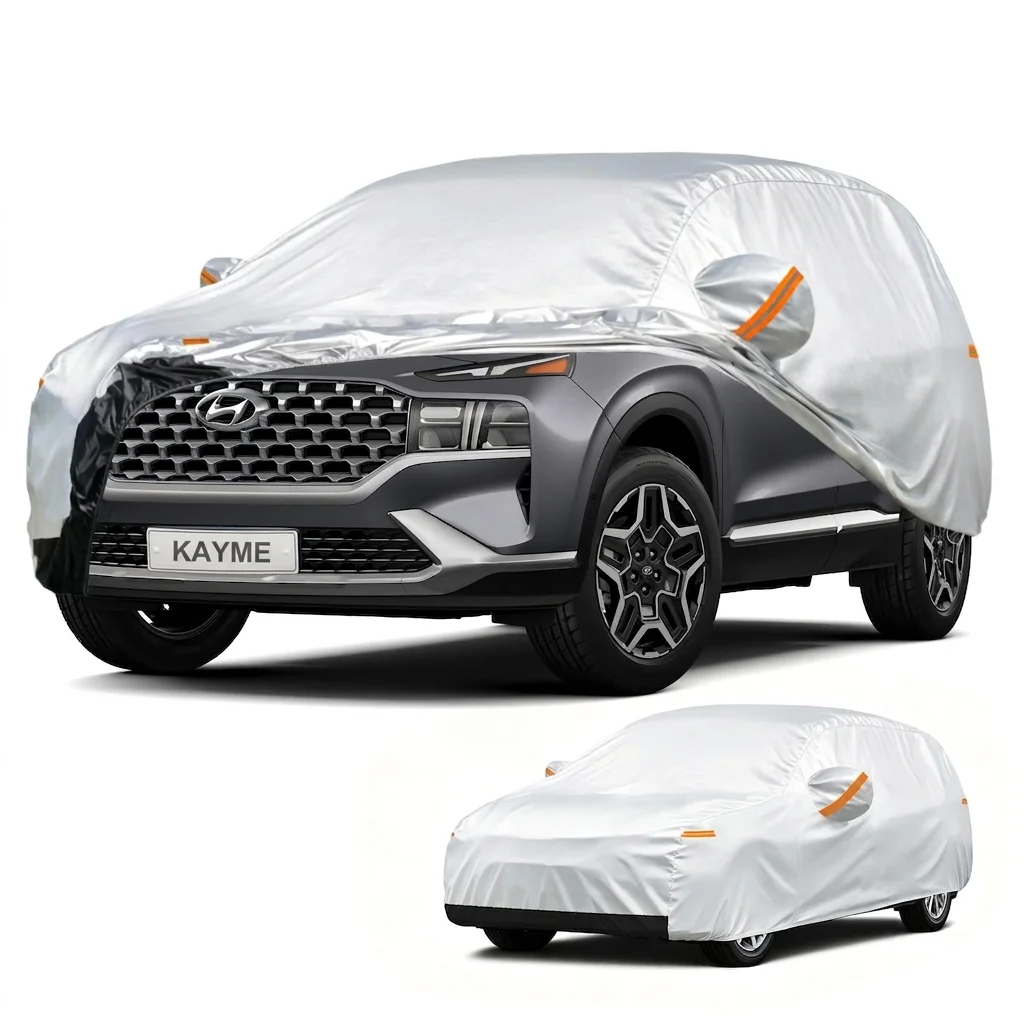 Kayme Custom Fit Car Cover Waterproof Oxford Fabric All Weather Outdoor UV Sun Rain Dust Wind Protection for Sedan SUV Hatchback