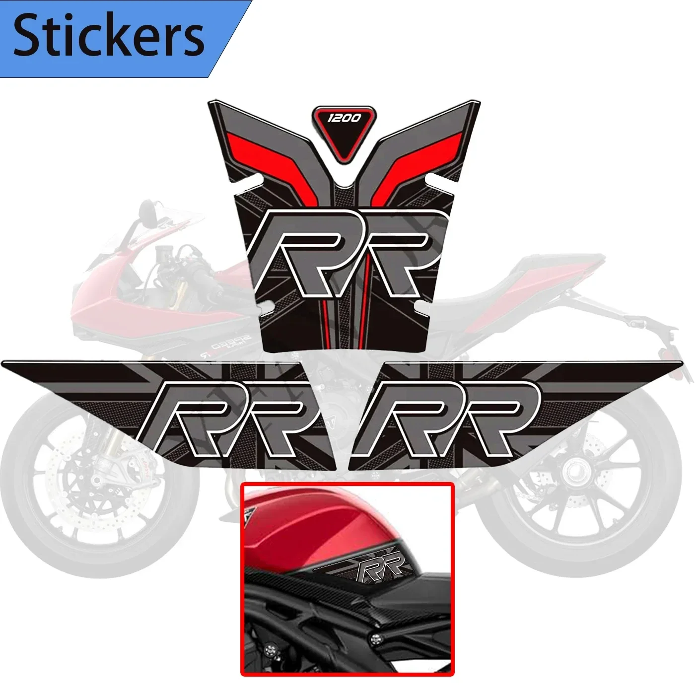 

2019-2023 Motorcycle Decals Gas Fuel Oil Kit Knee Tank Pad Grips For Triumph Speed Triple 1200RR 1200 RR