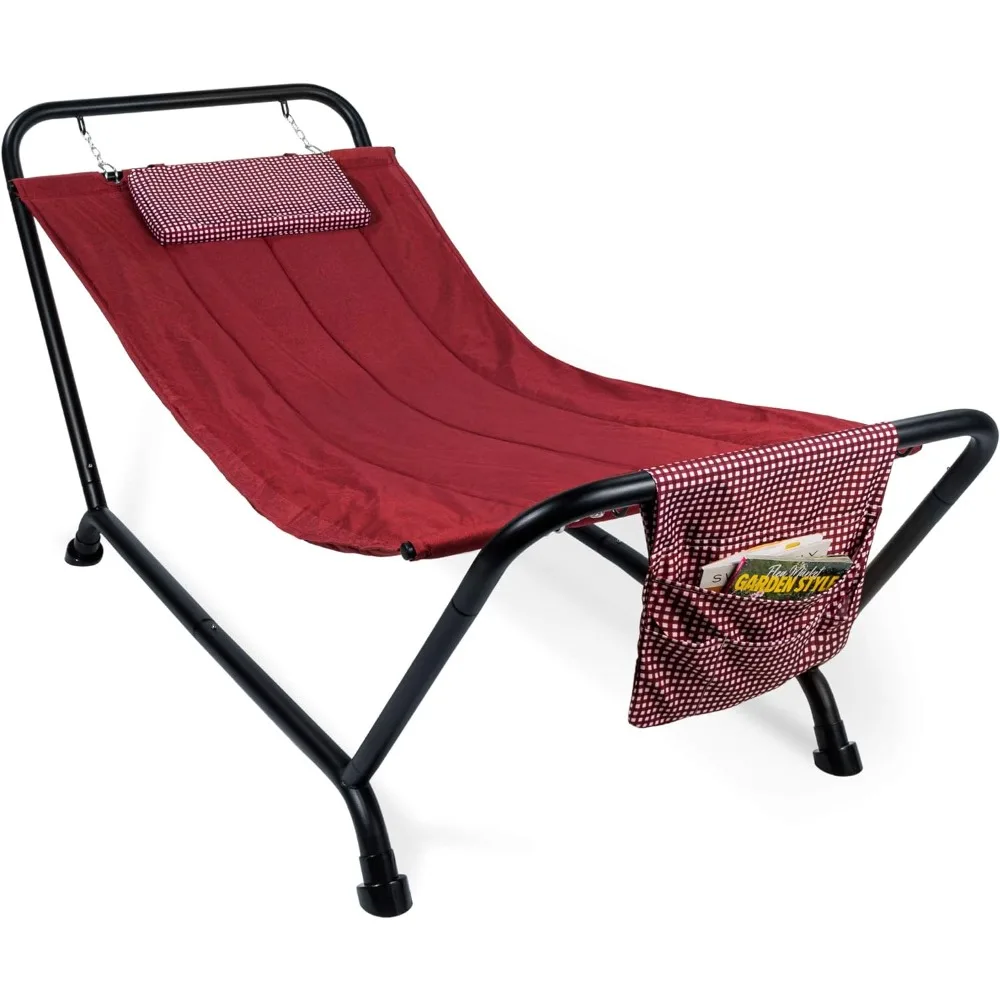 La mejor opción de productos para hamaca de exterior con soporte para Patio, Patio trasero, jardín, junto a la piscina, poliéster resistente a la intemperie, 500LB