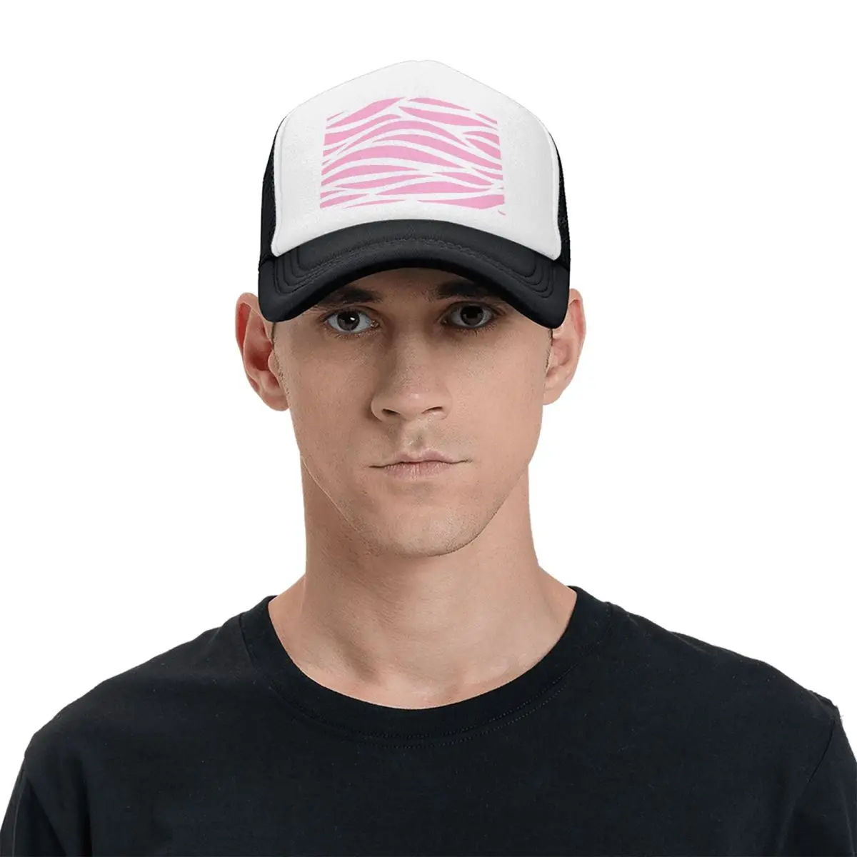 Zebra Pattern Pink Zebra Stripes (2) Cap Fashion Mesh Baseball Caps Adjustable Hat Hip Hop Summer Unisex Baseball Hats