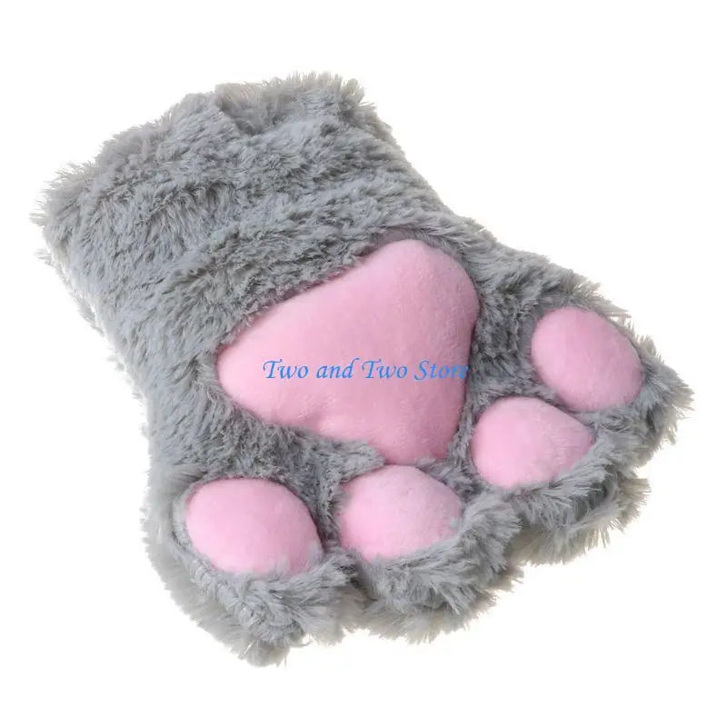 

HX6F 1Pc Kitten for Cat Paw Plush Glove Bear Claw Mitten Costume Accessories for Adult Children Cosplay Halloween Dress
