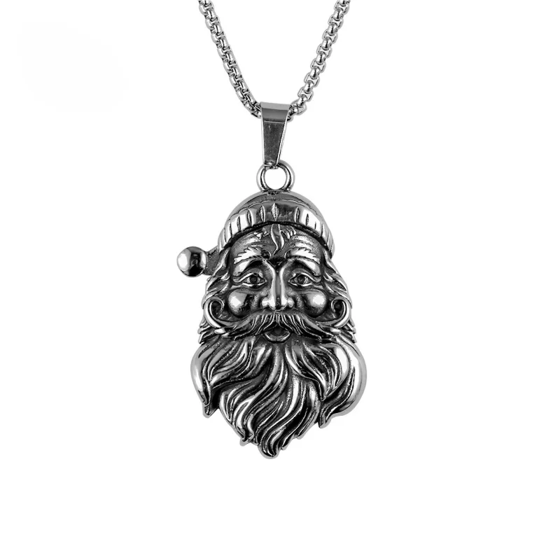 Vintage Santa Claus Titanium Steel Necklace Personalized Trendy Hip Hop Pendant