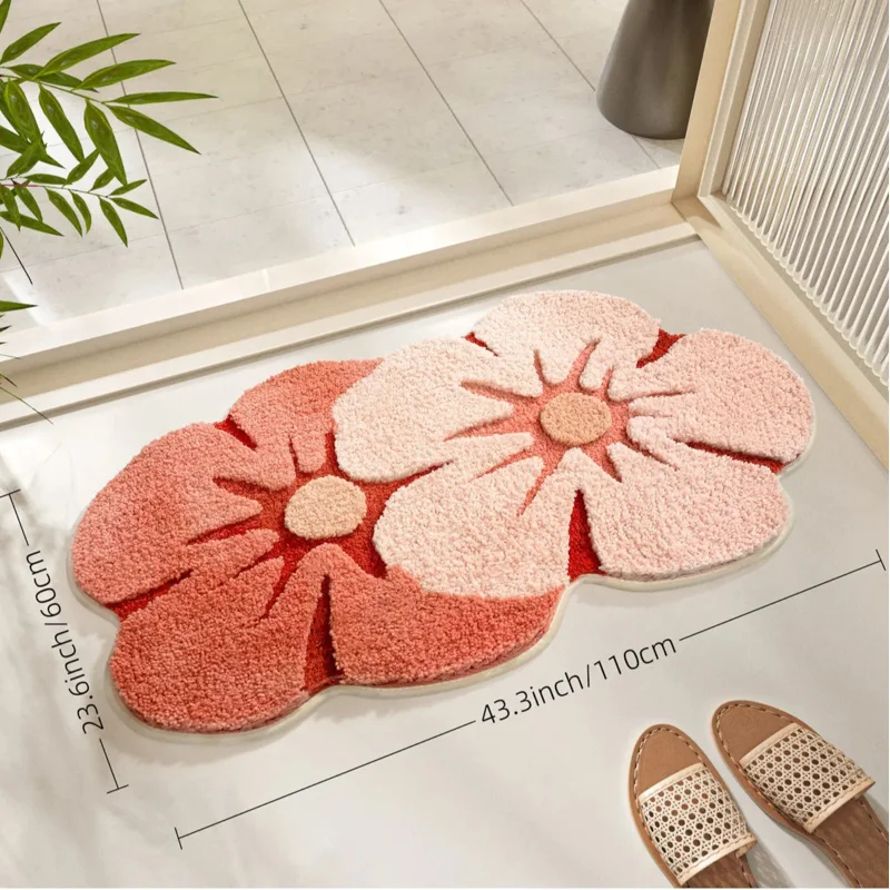 VIKAMA Small Fresh Green Leaf Bathroom Mat Anti-Slip Water Absorbing Soft Comfortable Carpet for Home Decoration view 6