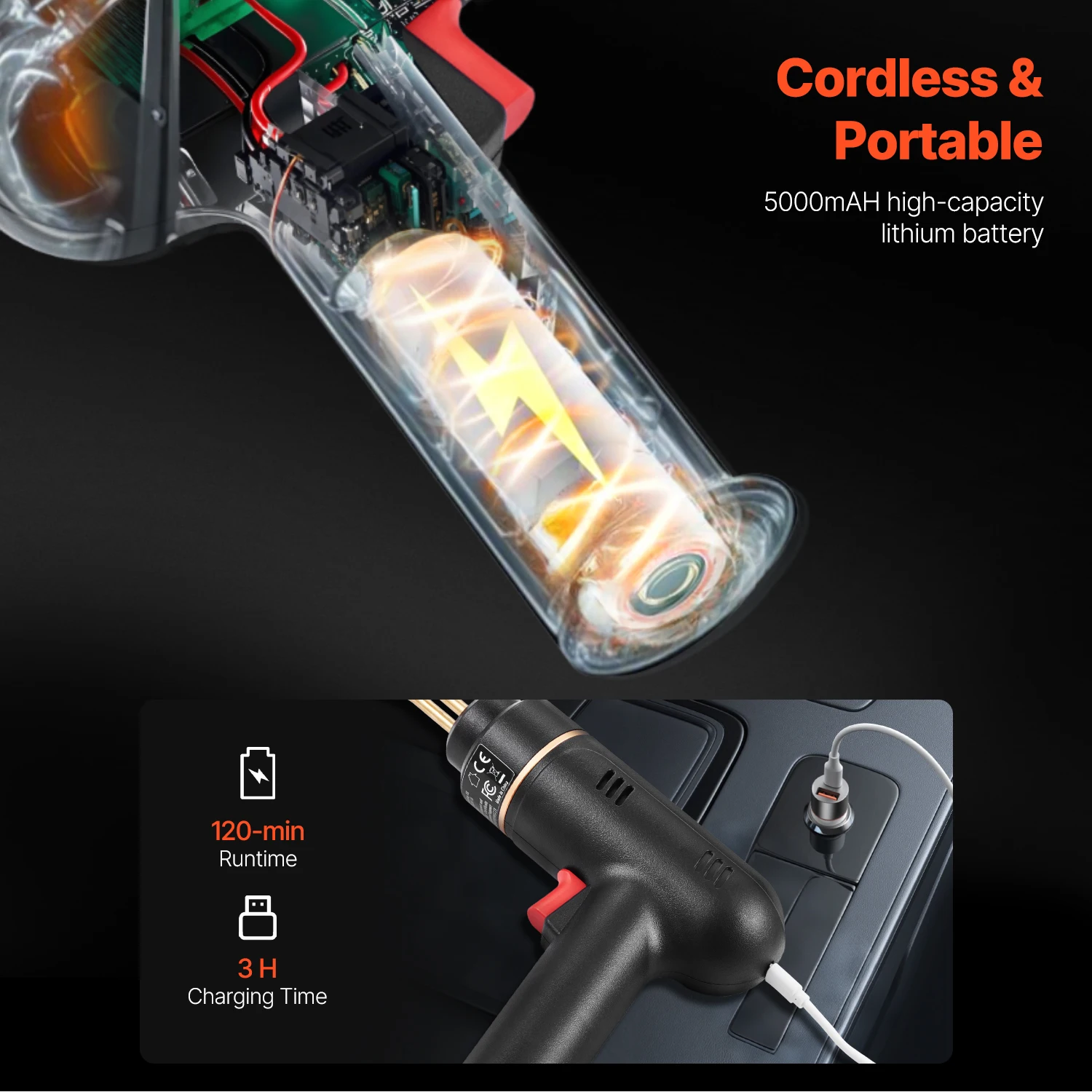 Cordless Plastic Welder, 120W Plastic Welding Gun with 400PCS 4 Types Hot Staples, Rechargeable Hot Staple Welding Gun, Plastic Car Bumper Repair Kit for Kayak, Toys, Plastic Crack Repair
