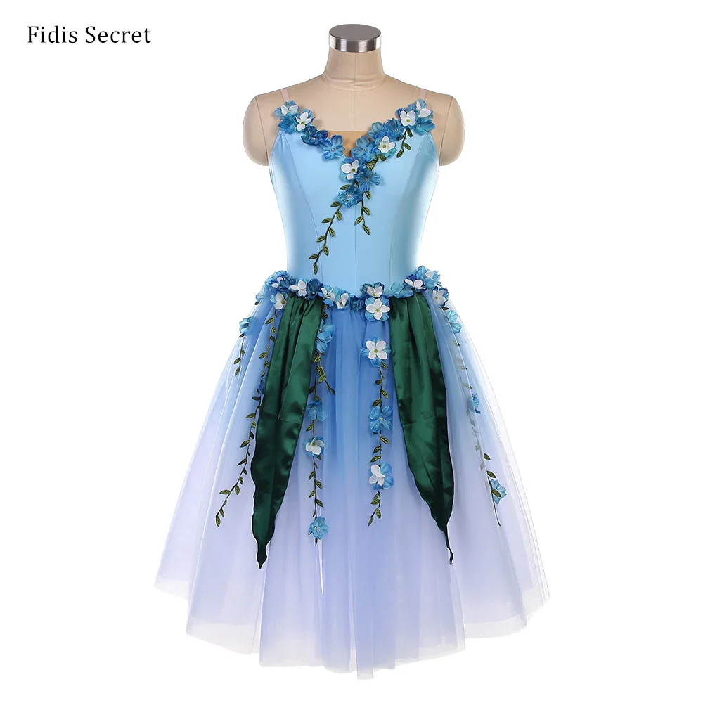 

Небесно-голубые романтические костюмы-пачки с омбре, профессиональное платье для соревнований по балету для девочек, сценическая одежда феи из сахарной сливы и балерины