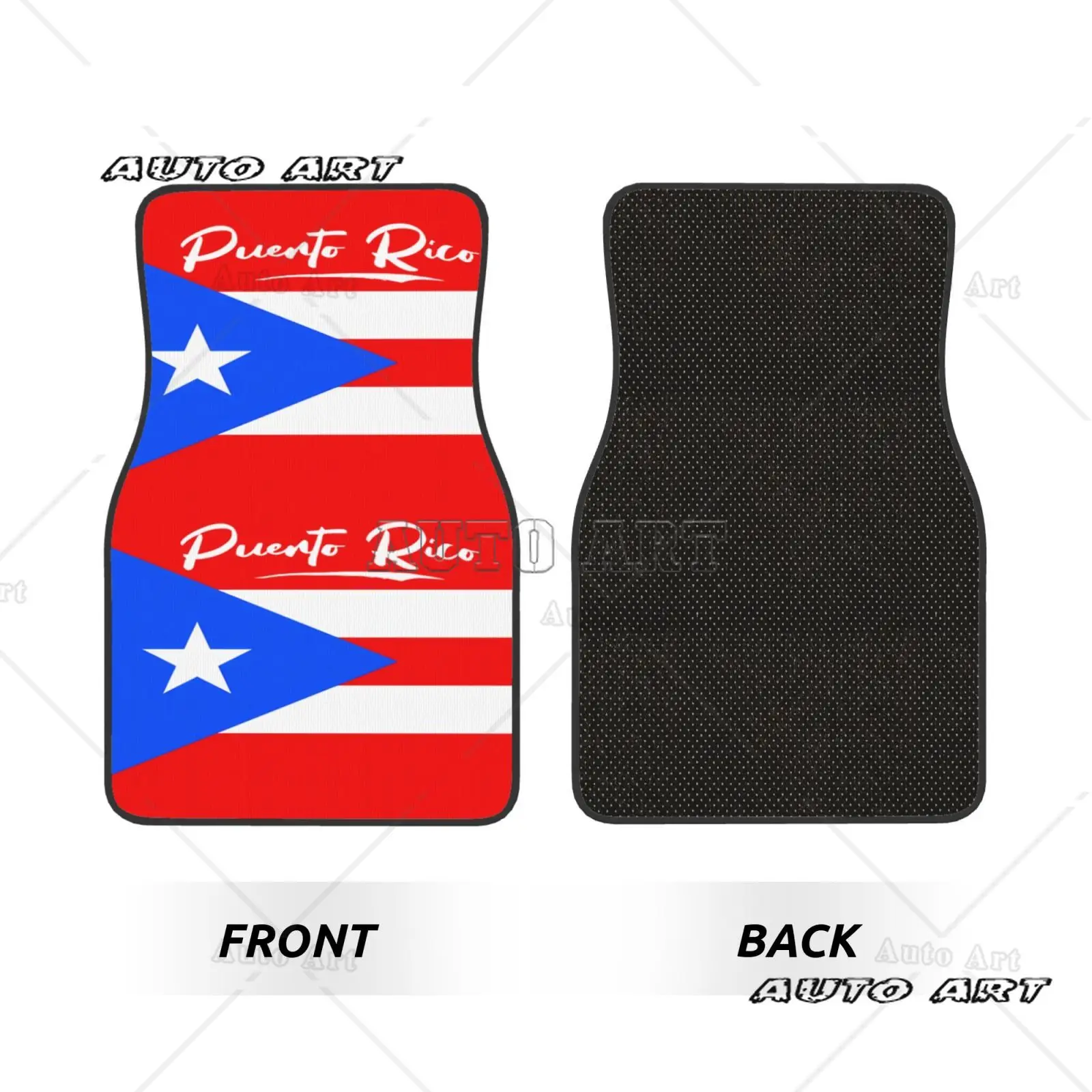 Puerto Rico Flag Printed Car Floor Mat Four Piece Set Patriotic Adaptation Full Car Floor Mat Car Accessories
