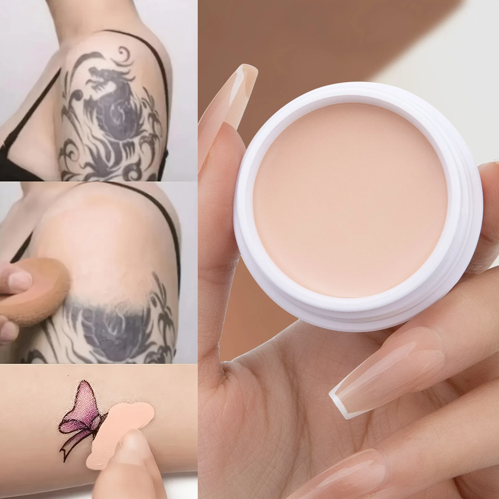 كونسيلر بتغطية كاملة مقاوم للماء، لتغطية عيوب البشرة والتجاعيد والوشم، ينظم لون البشرة، مكياج خافي عيوب الوجه