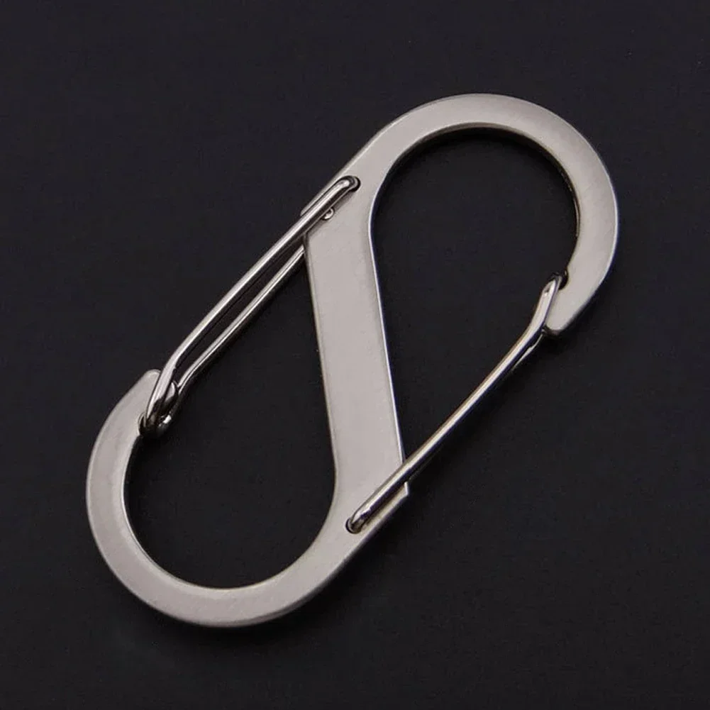 10pcs S Type Stainless Steel Carabiner With Lock Mini Keychain Hook Anti-Theft Outdoor Camping Backpack Buckle Key-Lock Tool