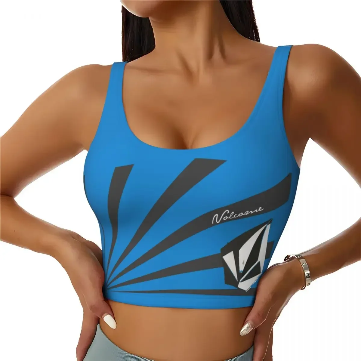 

Custom Volcoms Symbol Workout Crop Tank Tops Women Yoga Sports Bras Fashion Gym Running Yoga Vest