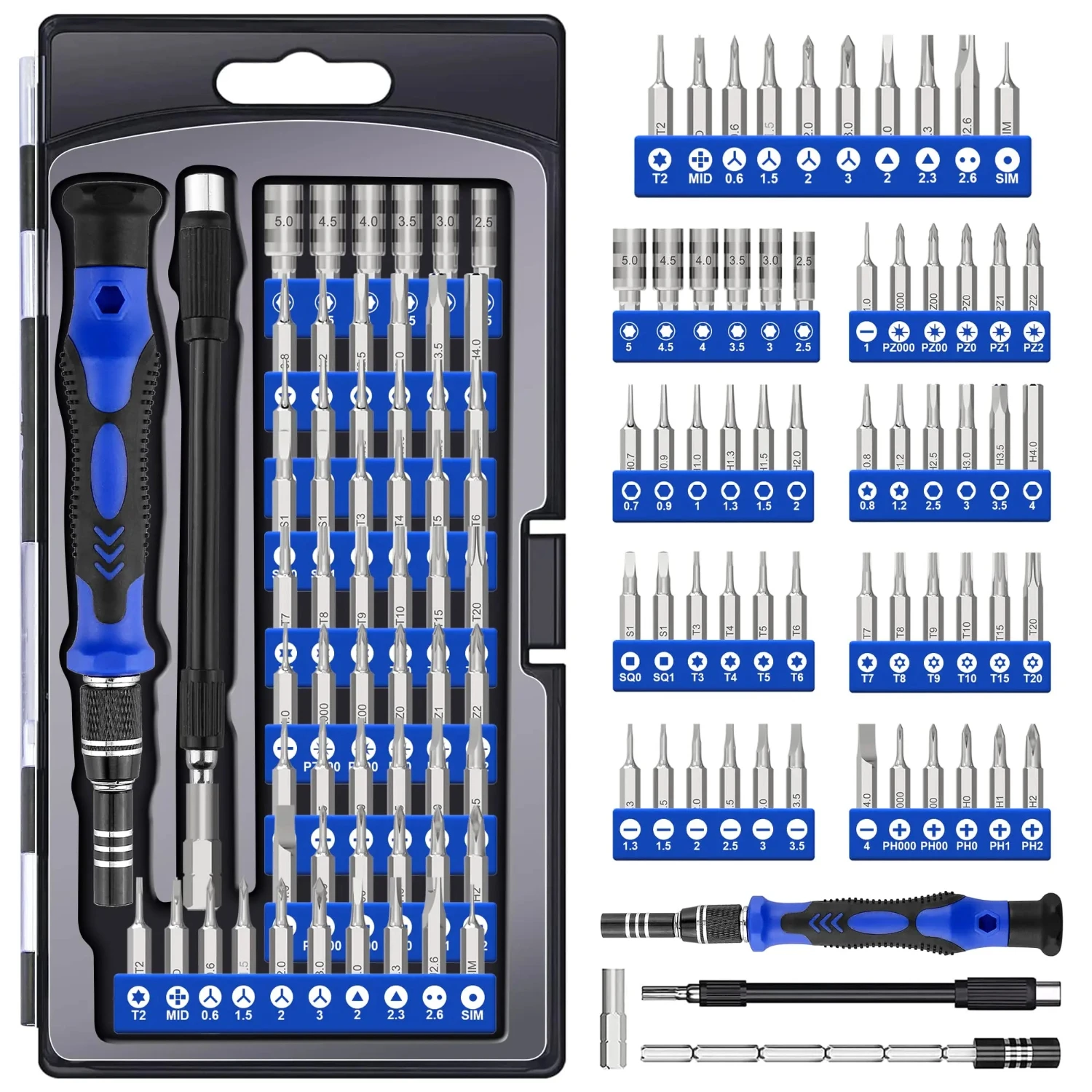 Professional Complete 62 in 1 Precision Screwdriver Set with Flexible Extendable Shaft and Versatile Torx and Phillips Bits - Id