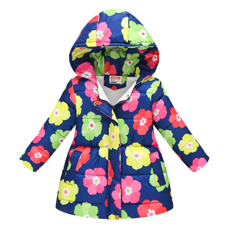 Winter Baby Girls Cartoon Printed long Jacket Kids Keep Warm Thick Leopard Parkas Coats Children Girls Outerwear Girls Clothes