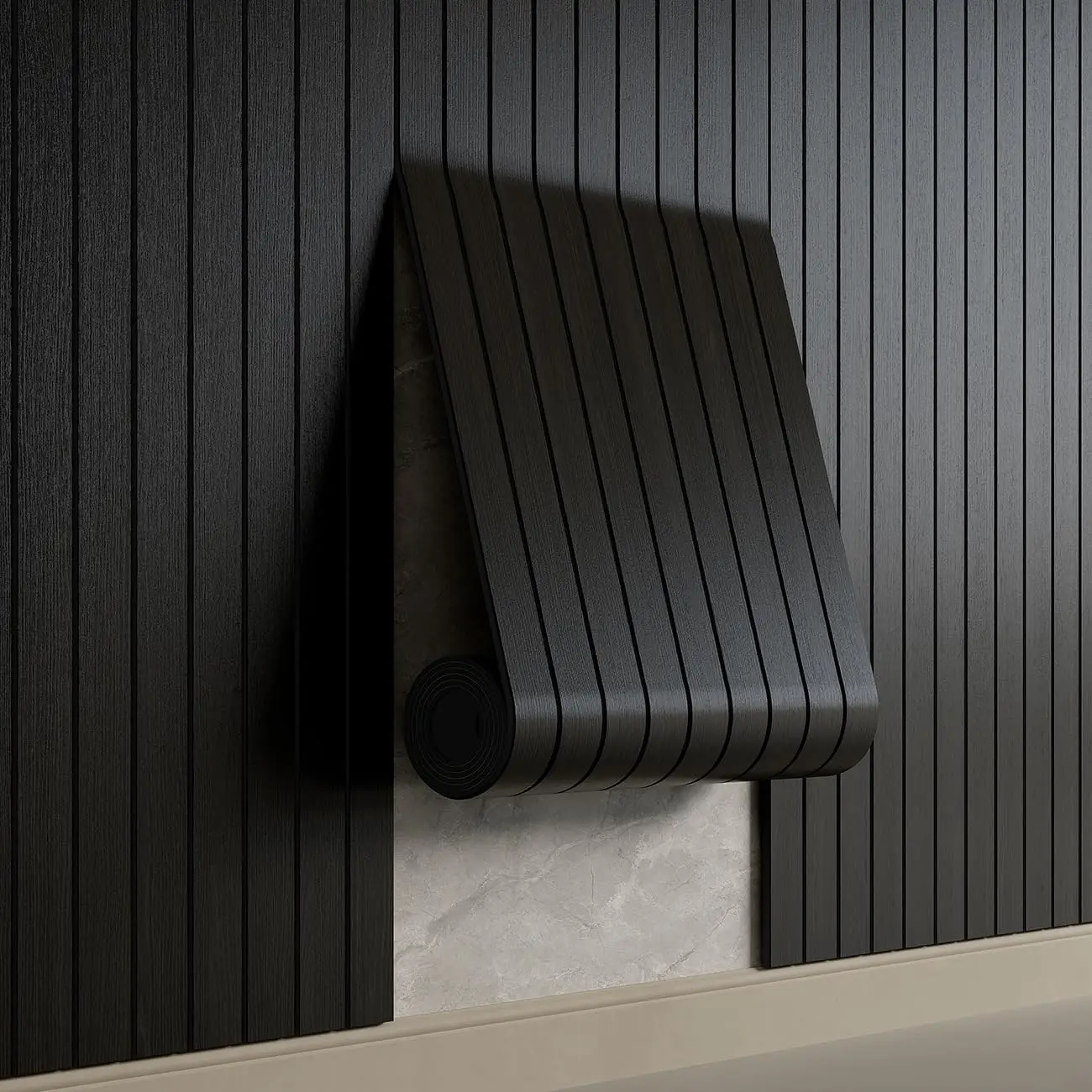 

Peel and Stick PVC Slat Wall Panel 236"x15.75" Self-Adhesive Faux Black Wood Grain Wallpaper 3D Soundproof Panels for Walls &