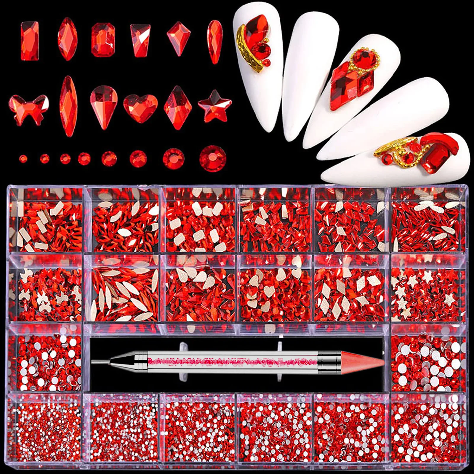 4600-Piece Flat-Back Resin Rhinestone Set Colorful Rhinestones & White Rhinestones Suitable for Nail Art and Facial Cosmetics